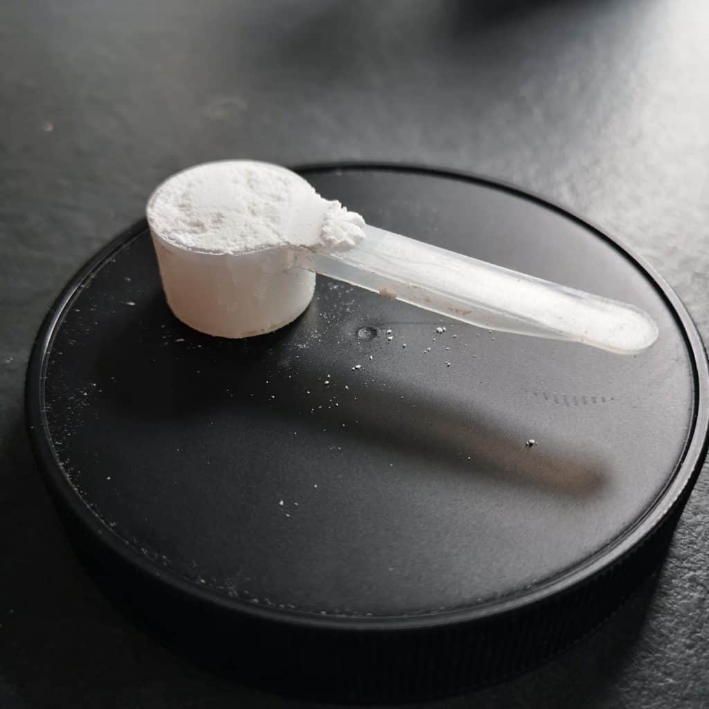 A scoop of creatine monohydrate