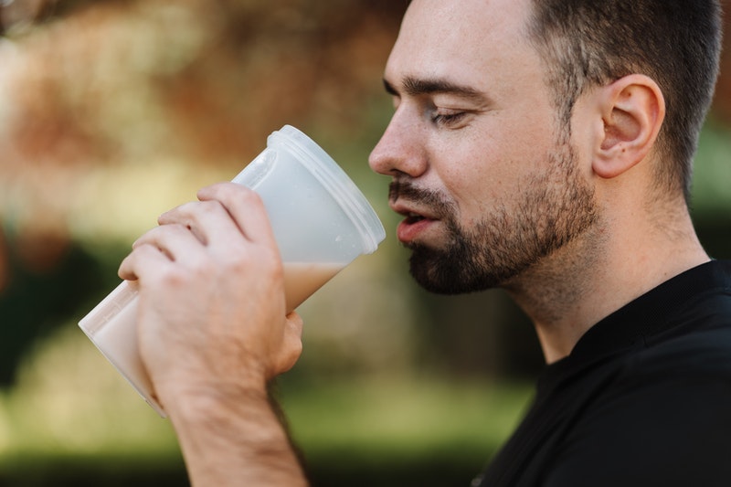 Man drinking a protein shake