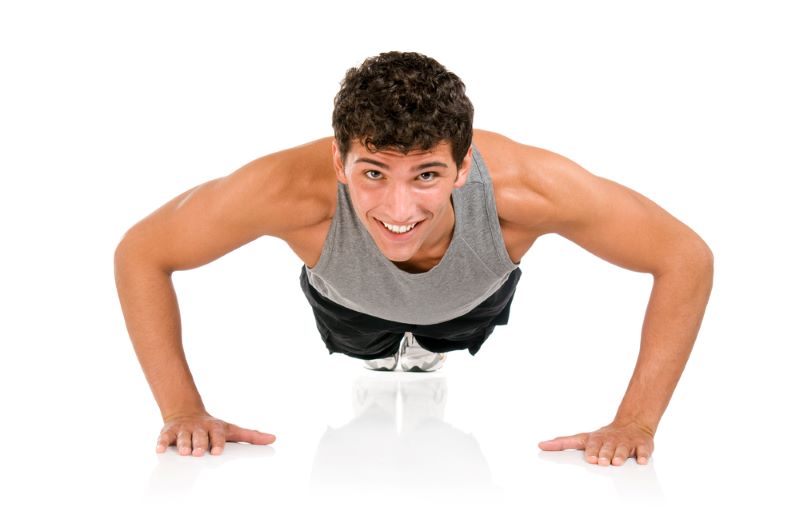 Young man doing a push-up